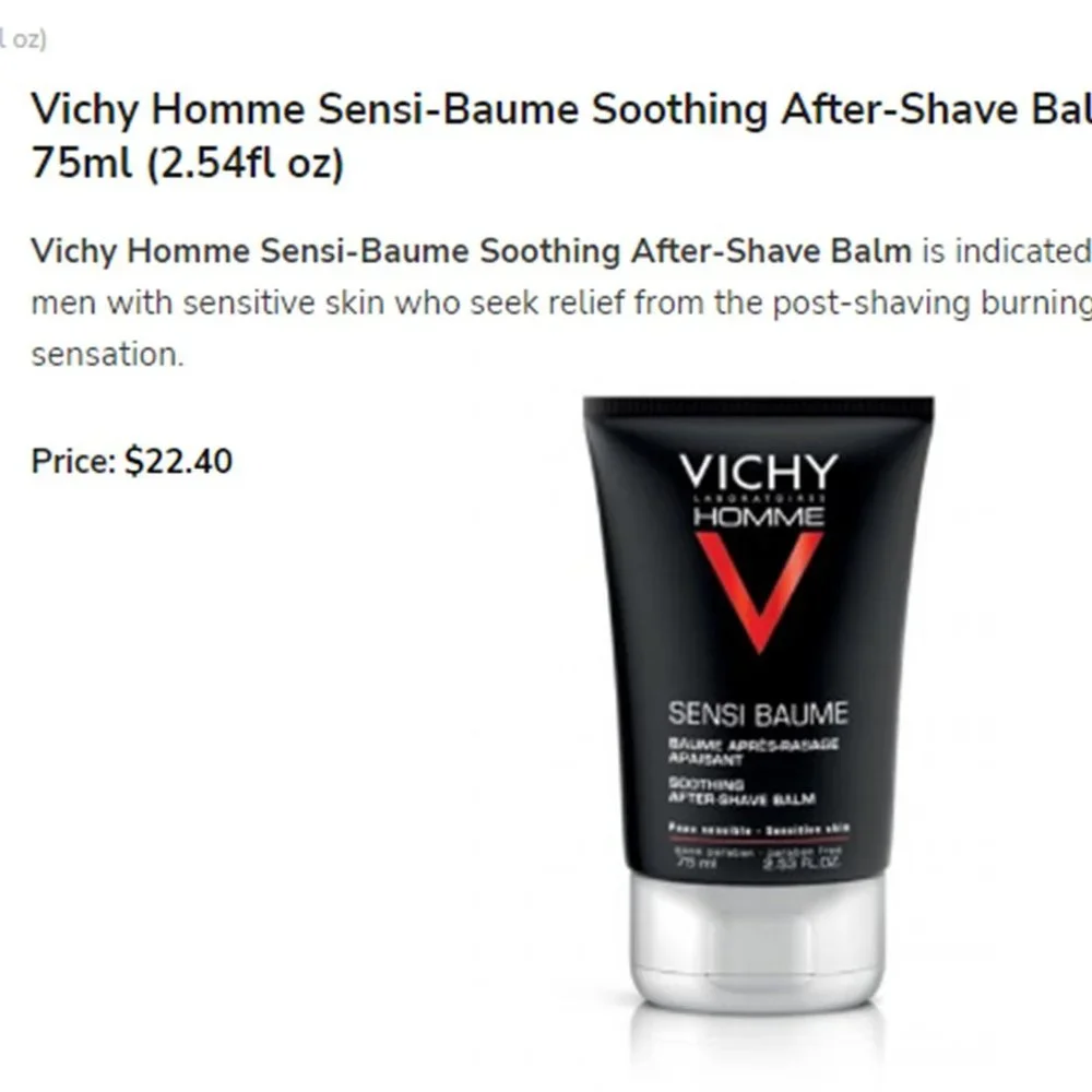 VICHY HOMME Soothing After Shave Balm for Men 🪒 NEW!
